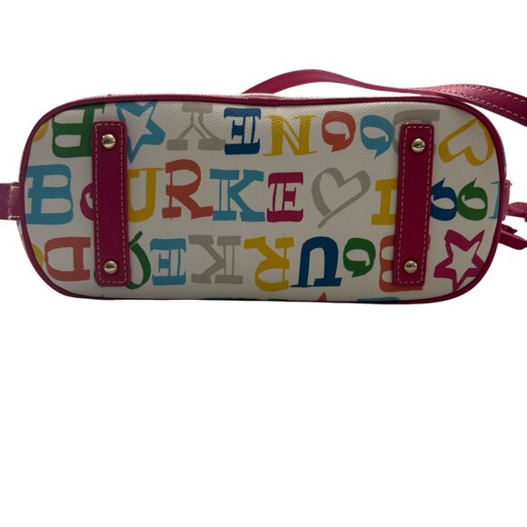 Dooney & Bourke Multicolor Logo Canvas Satchel With Pink Leather Trim & Dust Bag - Picture 6 of 16